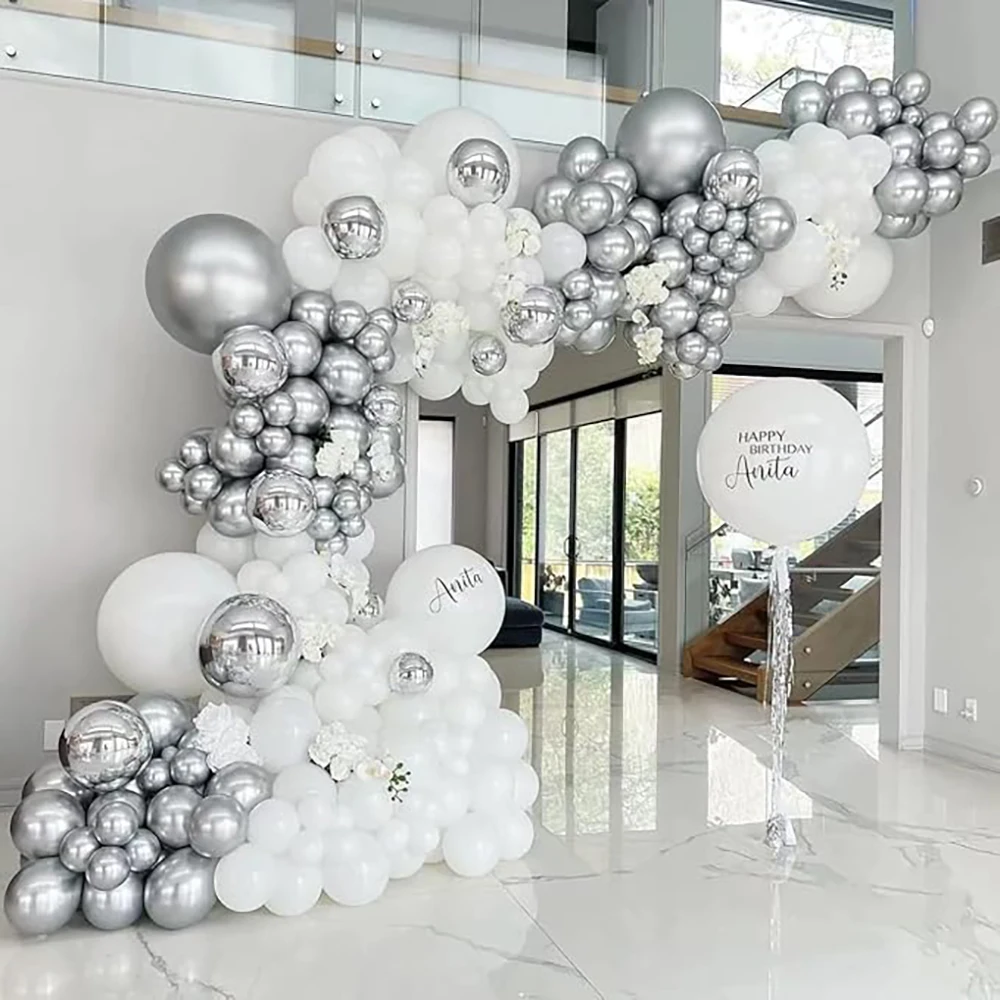 Белая свадебная Декоративная гирлянда с воздушными шарами металлическая