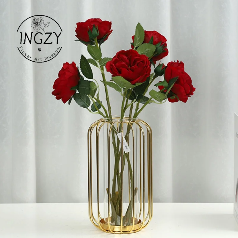 

Ingzy Artificial Flowers Bouquets Real Touch Fake Austin Rose with Bud Realistic Blossom Artificial Silk Rose Long Stem Flower