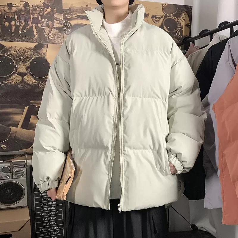 Men's Stand Collar Warm Thick Jacket Male Fashion Casual Parka Coat New Men Solid Color Parkas Quality