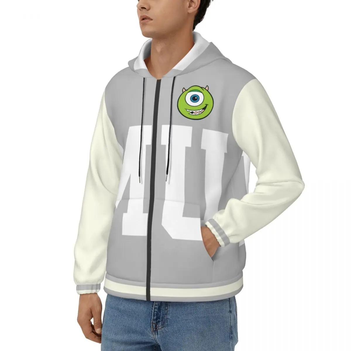 Męska bluza z kapturem Oxeye Mr. Q Disney Monsters University Mike Odzież Nowość Bluzy nadrukiem graficznym