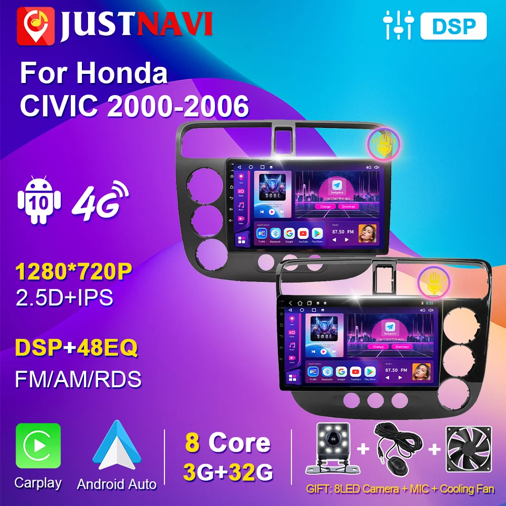 Автомагнитола для Honda CIVIC RHD 2000-2006 2 din Android автомобильный мультимедийный