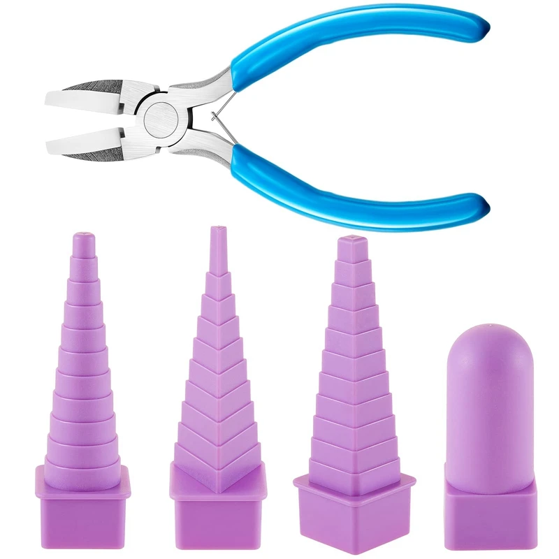 

4Pcs Mandrels For Jewelry Making Nylon Tip Chain Nose Pliers Oval Square Wire Wrapping Tools For Metal Bend Form Shaping