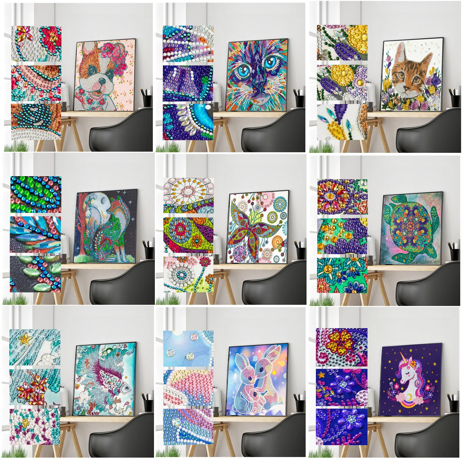 

5D алмазная живопись, животные, кошка, Бабочка, стразы, вышивка «сделай сам», мозаика, кролик, единорог, вышивка крестиком, домашний декор, кар...