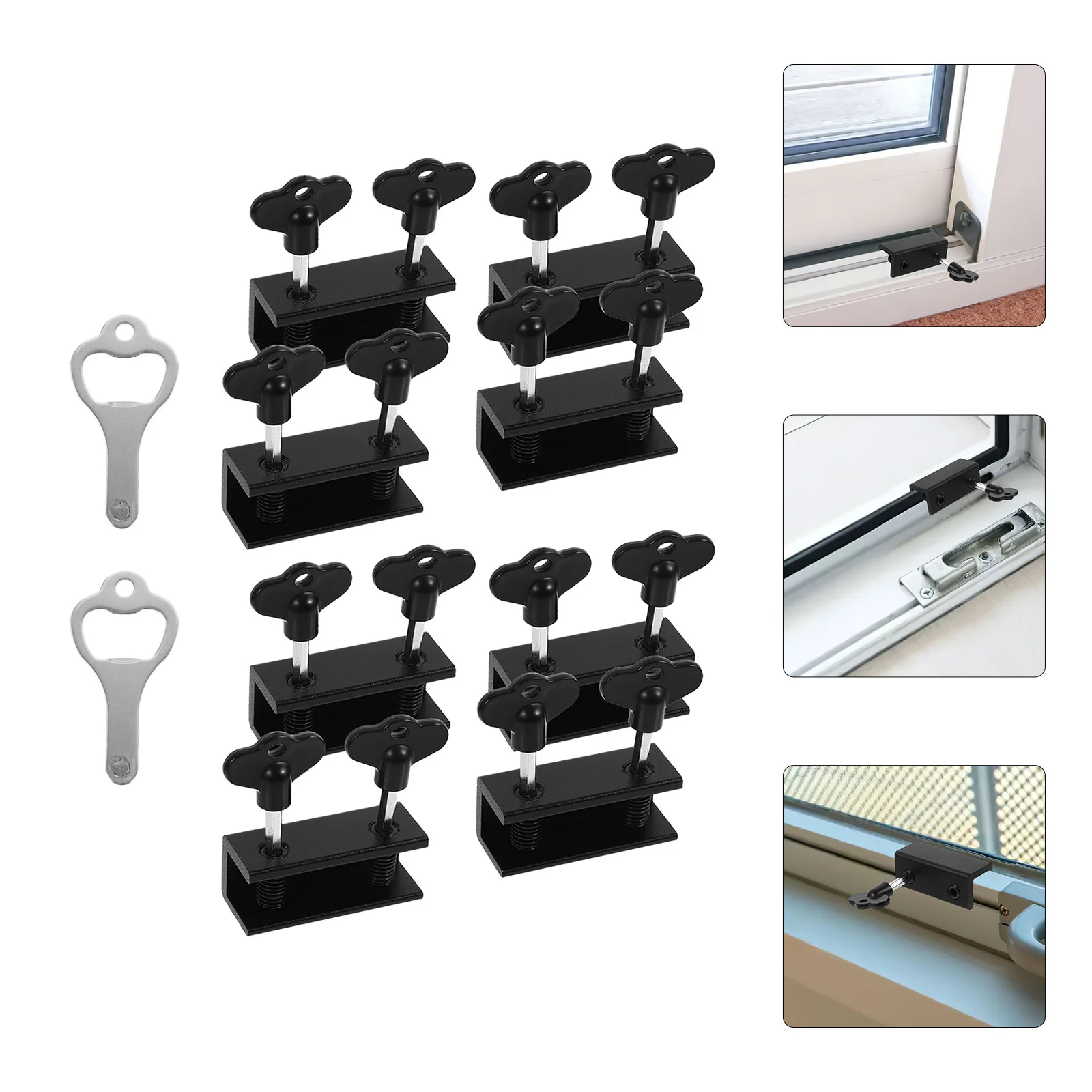 

8 Pcs Window Lock Sash Screen Sliding Locks Aluminum Alloy Patio Door Security Bar Latch Replacement Child Bars