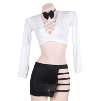 anime girl sexy cosplay women short ol outfit hollow out bandage costumes cross strap cropskirt bow uniform lingerie set gifts
