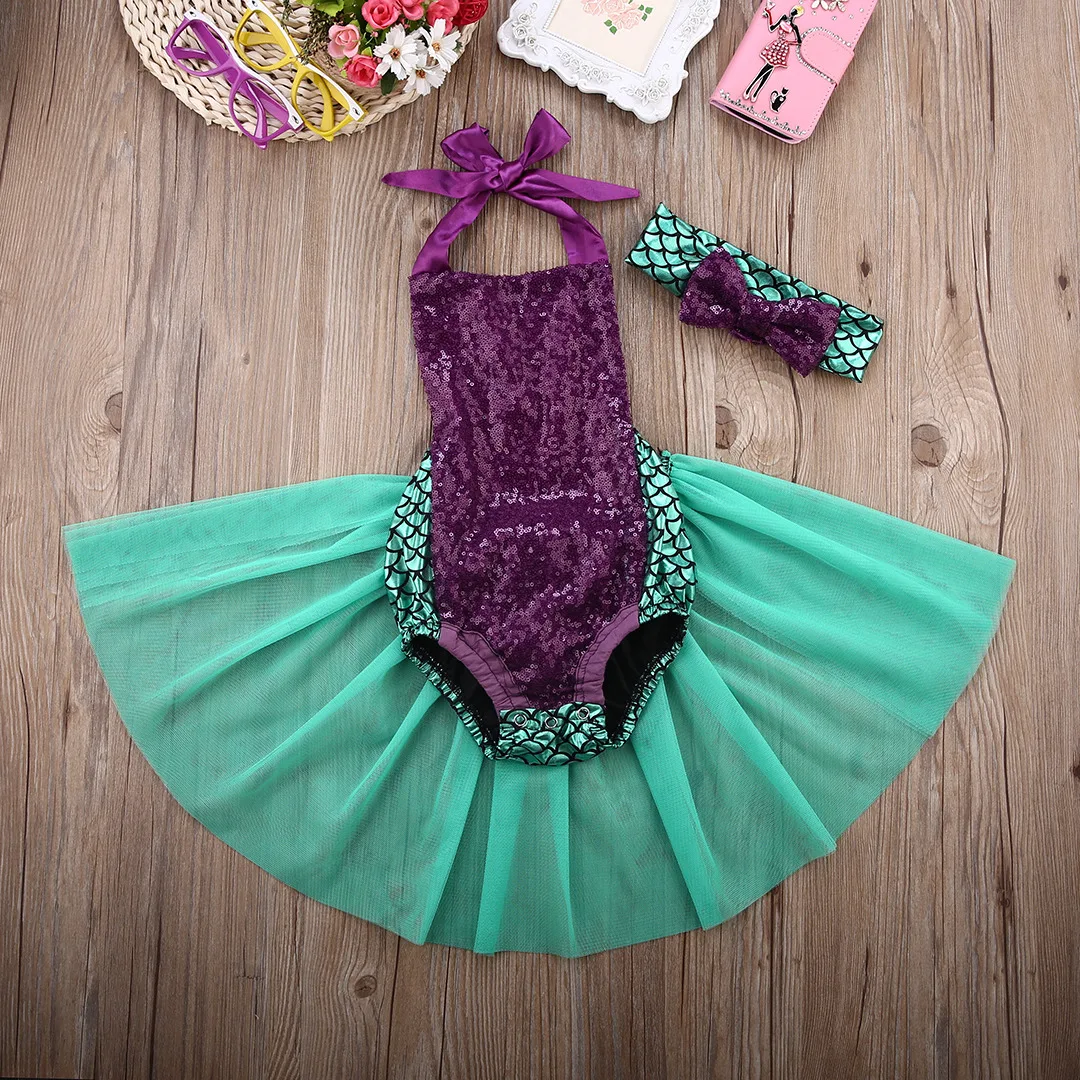 Toddler Baby Girls Sequins Tutu Bodysuit One-Pieces Sleeveless Jumpsuit Swimwear Outfit Summer Clothing