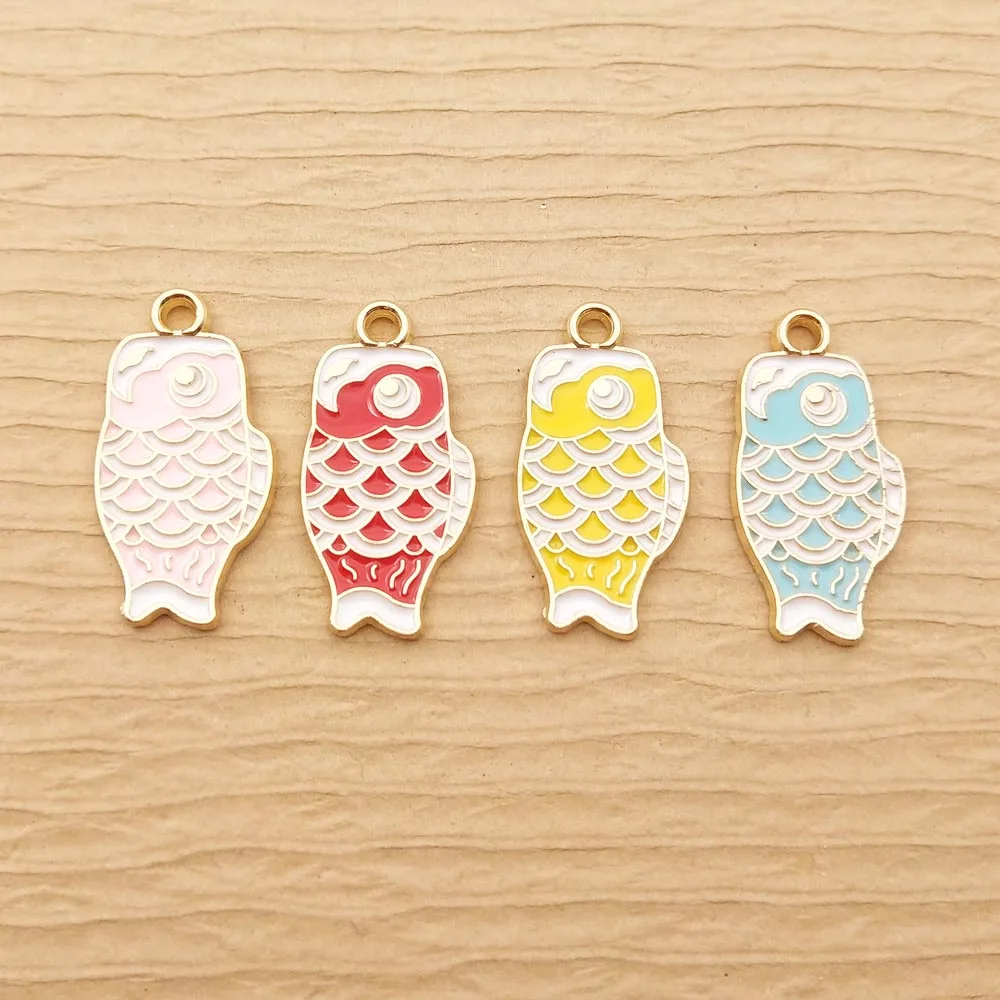 

10pcs 12x23mm Enamel Fish Charm for Jewelry Making Fashion Necklace Pendant Earring Charms Diy Accessories Craft Supplies