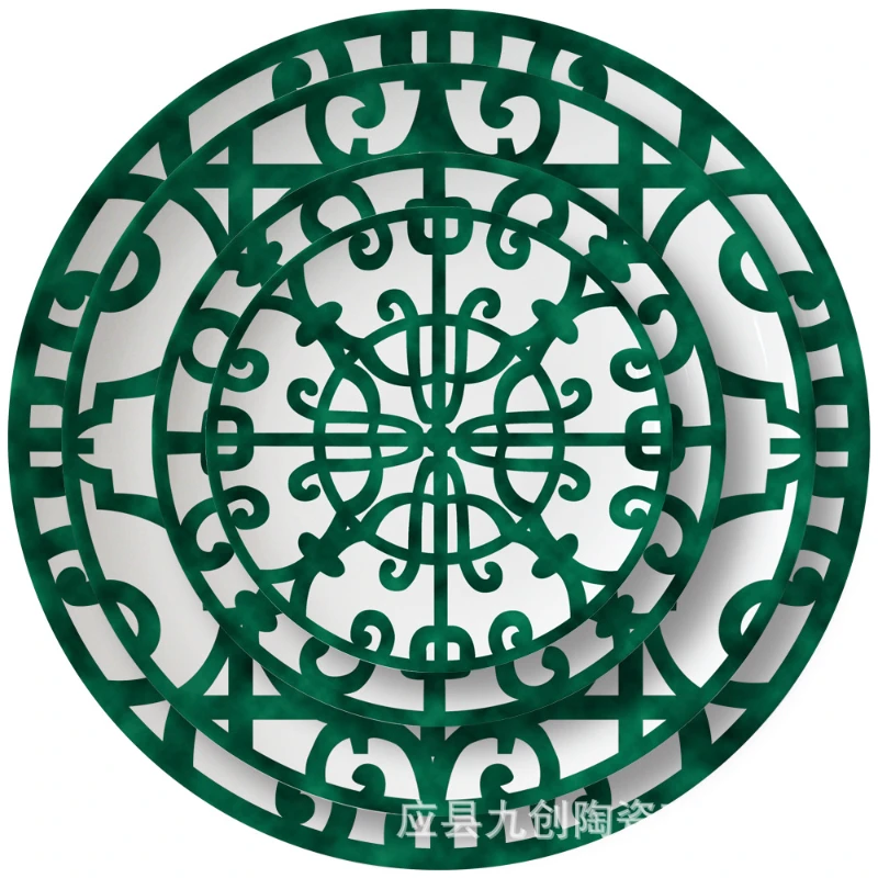 

Nordic Wrought Iron Ceramic Plate Set Bone China Coffee Cup and Plate Dinner Set Chinese Bone China Dinnerware Set Cutlery