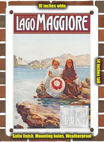 Металлический знак-1908 озеро Маджоре-10x14 дюймов