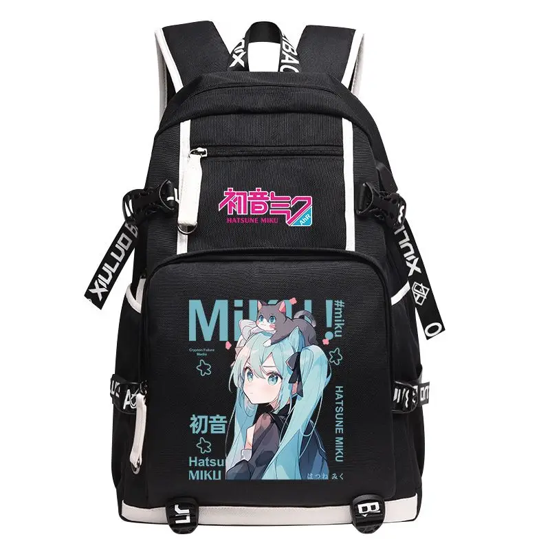 Фото Рюкзак Hatsune Miku, школьный рюкзак для учеников с мультяшным аниме-дизайном, большой вместимости, легко сочетается с одеждой для отдыха, подарок к новому учебному году №5