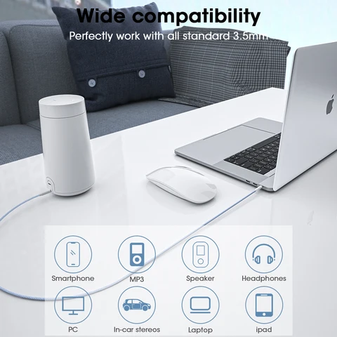 Кабель AUX Elough, аудиокабель 3,5 мм, штекер 3,5 мм для колонок, провод для наушников JBL, для автомобиля Xiao Redmi10 Samsung, шнур Aux, штекер