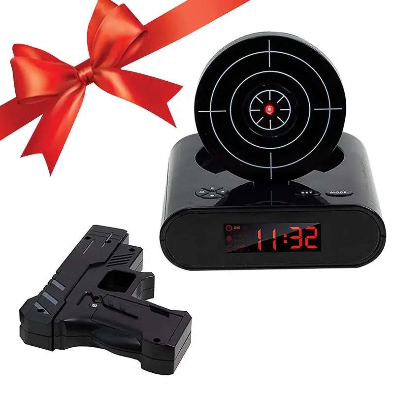 

Creative Gift Target Wake Up Alarm Led Display Digital Mute Student Infrared Clock Alarms Electronic Gun Shooting Sensor Clock