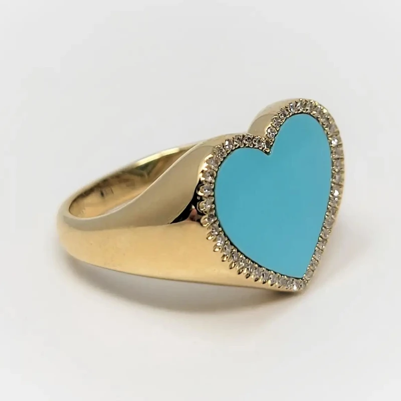 

New Vintage Blue Love Inlaid Full of Zirconia Gold Color Ring To Female Light Luxury Ethnic Wind Party Jewelry Accessories Gift