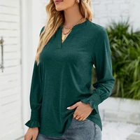 women casual t shirts with long butterfly sleeve v neck solid color loose tops 11 colors 5 sizes
