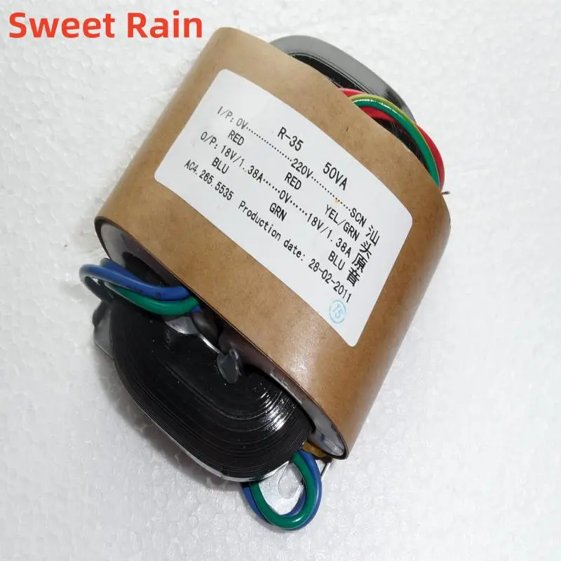 

R-type power transformer 50W double 18V 3 wire R cattle audio transformer copper wire 220v 18V x 2 high quality R-Core 50W