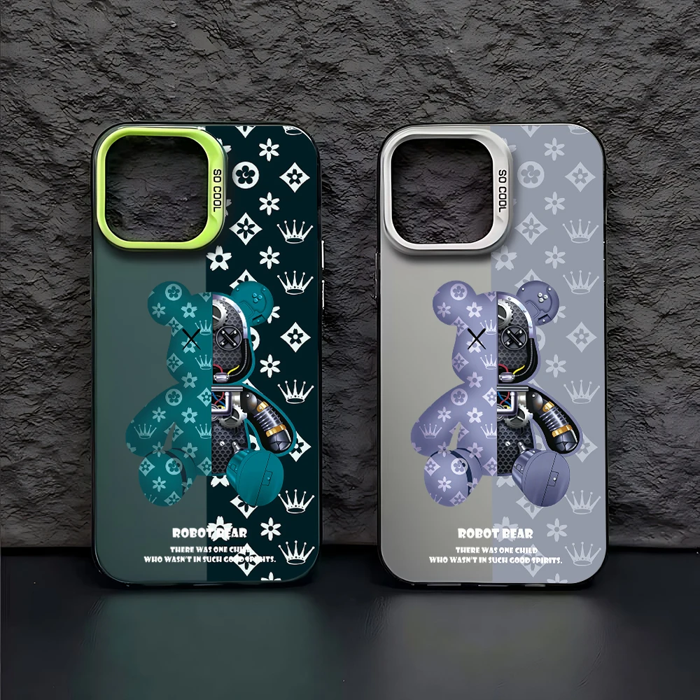 Роскошный дизайн чехла для телефона с изображением робота-медведя iPhone 16 15 14 13 12 11