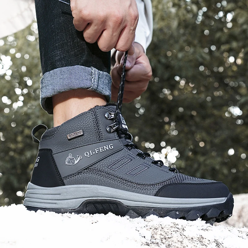 Waterproof Outdoor Boots Winter Fashion Men Hiking Sport Shoes Super Warm Breathable Trekking Climbing Sneakers Man Casual Boots