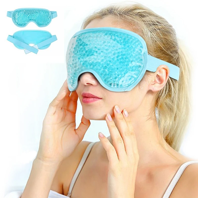 Фото Охлаждающая гелевая маска для глаз, многоразовая маска для сна Eyemask с плюшевой подложкой для снятия головной боли, отечности, мигрени, стрес... №4