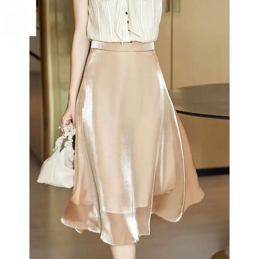 

2022 Summer Women Skirt High Waist Elegant A LINE Long Skirts for Women Office Lay Clothing