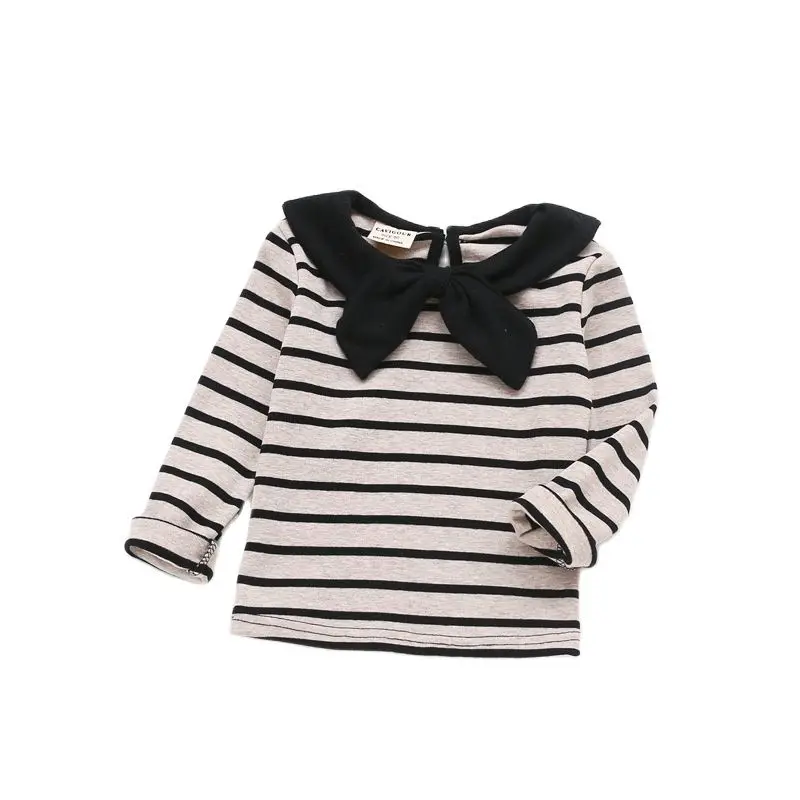 

Children Clothing Autumn Winter Girls Stripe T-Shirt Turndown Collar Toddler Kids T Shirt Girls Top Long Sleeves Girl T-shirt
