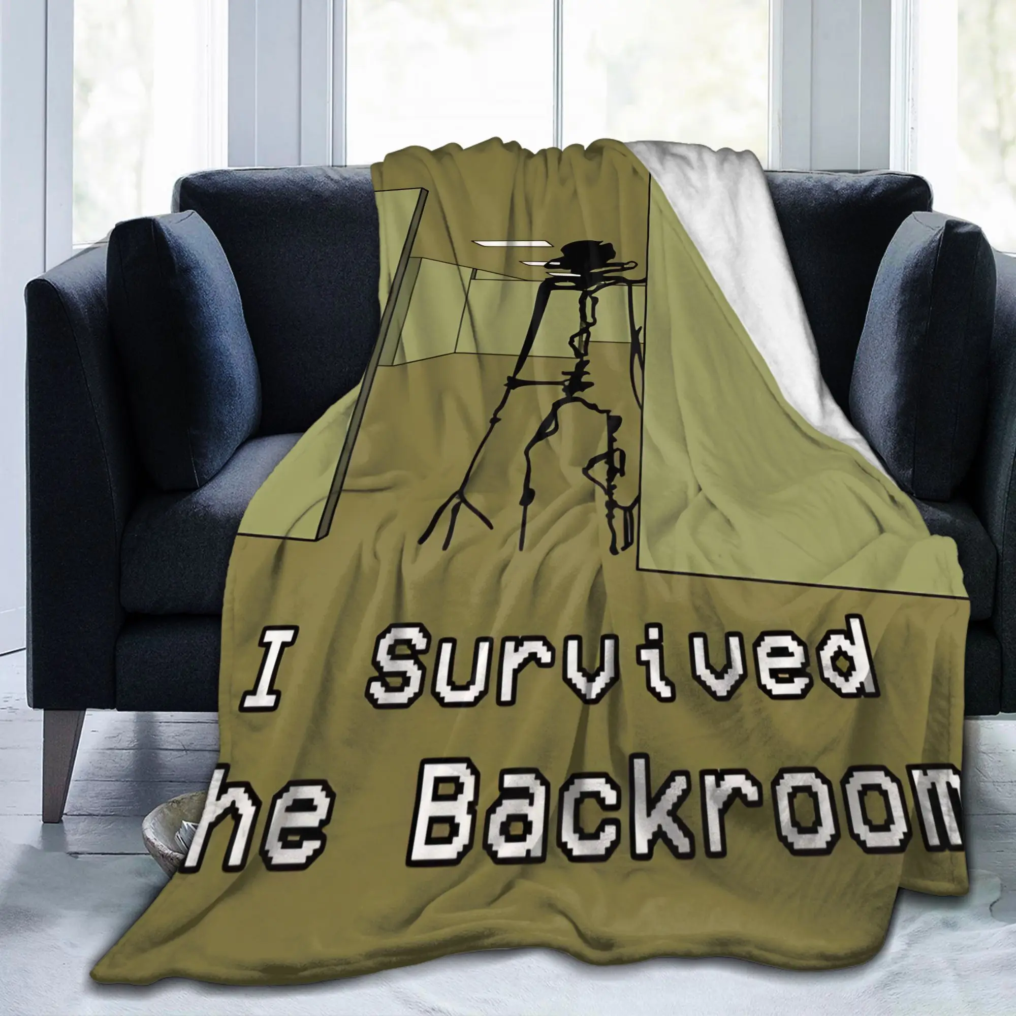 Фото Плед I Survived The Backrooms, фланелевый, весенне-осенний, многофункциональный, супермягкий, для кровати, спальни, постельных принадлежностей №2