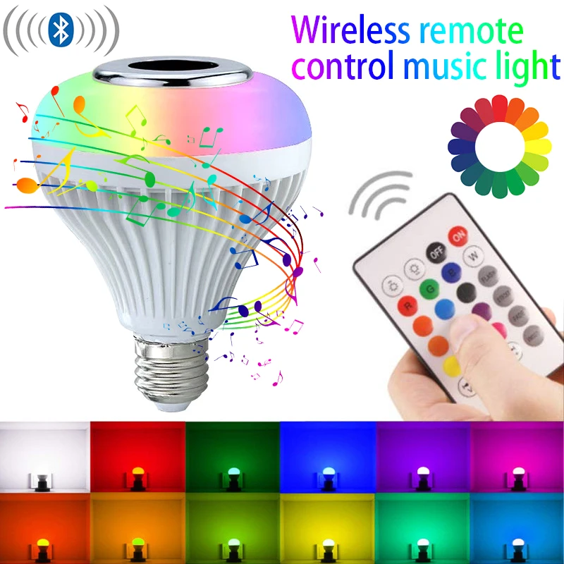 

Bluetooth Speaker LED Bulbs Light Wireless Remote Control RGB Music Lamp for Home Bluetooth Speaker LED Bulbs Light Home gass
