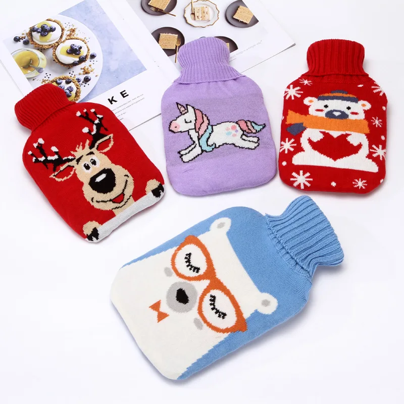 

Winter Cartoon Cute Hot Water Bag Knitted Jacket With Slow Heat Dissipation And Large Capacity Of 1000Ml Removable Warm Handbag