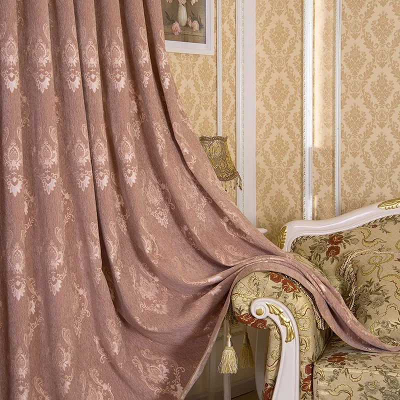 

European Style Curtains for Living Room Chenille Cortina Imitation Cashmere Curtain Bedroom Jacquard Shading Insulation Drapes