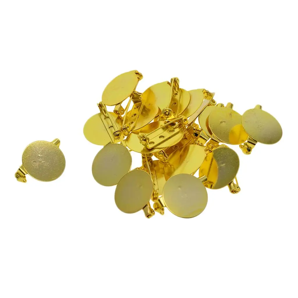 

24 шт. Золотая круглая основа для броши значки заготовки лоток для лацканов