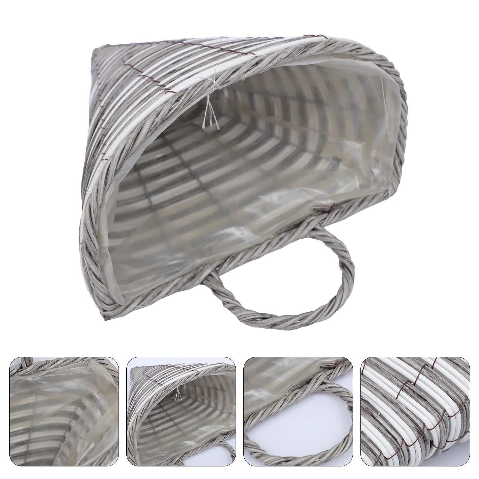 

Wall Hanging Basket Flower Woven Bonsai Imitation Rattan Flowerpot Handwoven Pp Simulation Wooden Planter