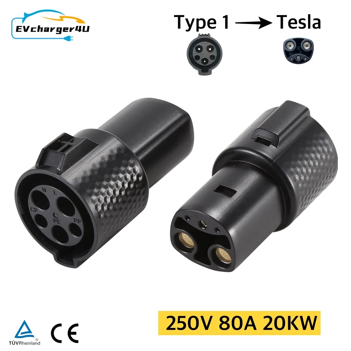 

Переходник EVcharger4U SAE J1772 тип 1 с гнездом на штекер Tesla, адаптер для зарядки EV, совместимый с моделями S 3 X и Y