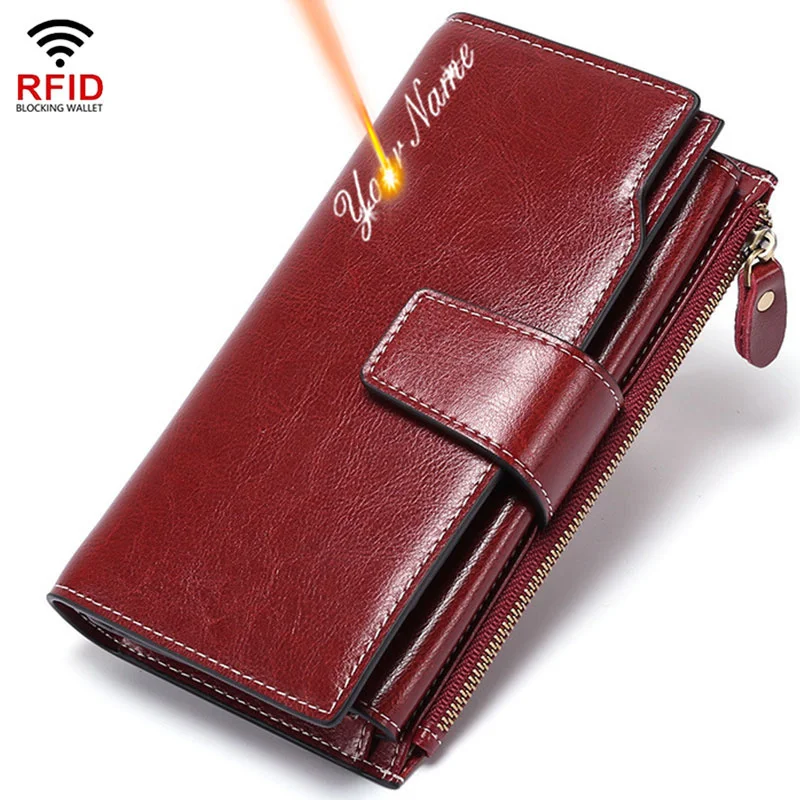 

2023 New 2023 Long Women Wallets Clutch Zipper Coin Pocket Female Print Wallet Quality Card Holder Genuine Leather Women Purse