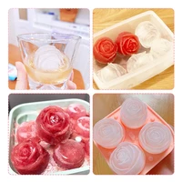 ice cube mold with 4 holes rose flower shape reusable ice cream mold kitchen accessories whiskey wine cocktail silicone mold