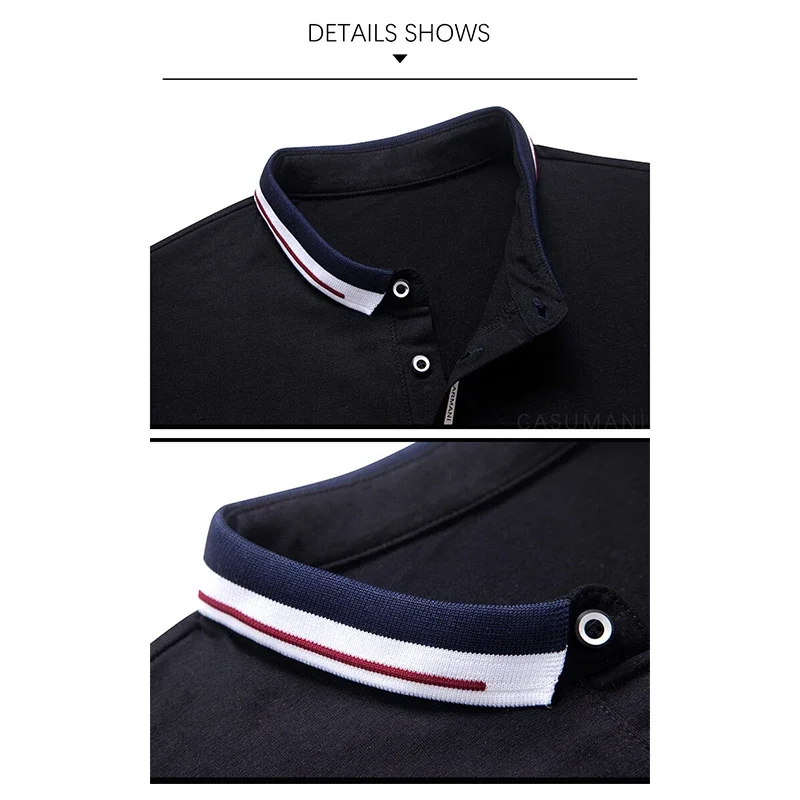 Мужская футболка с длинным рукавом BROWON черная Повседневная Деловая отложным