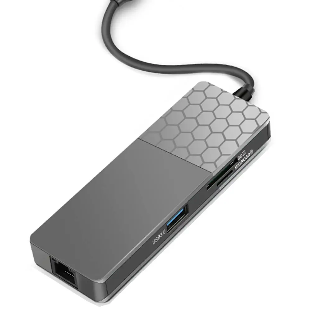 

New Product Type-C Hub Converter 7-Port HDMI Gigabit Ethernet Cable USB-C Charging SD/TF Card Reader