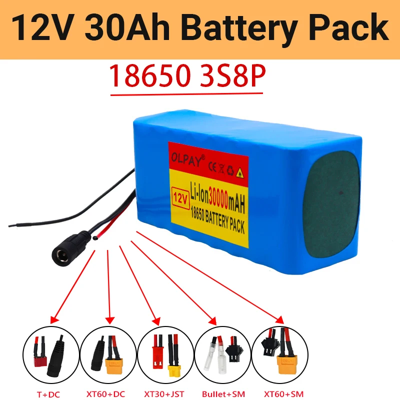 

Nouveau pack de batteries Lithium-ion 3S8P 12V 30Ah DC 30000mAh 12.6V 30ah
