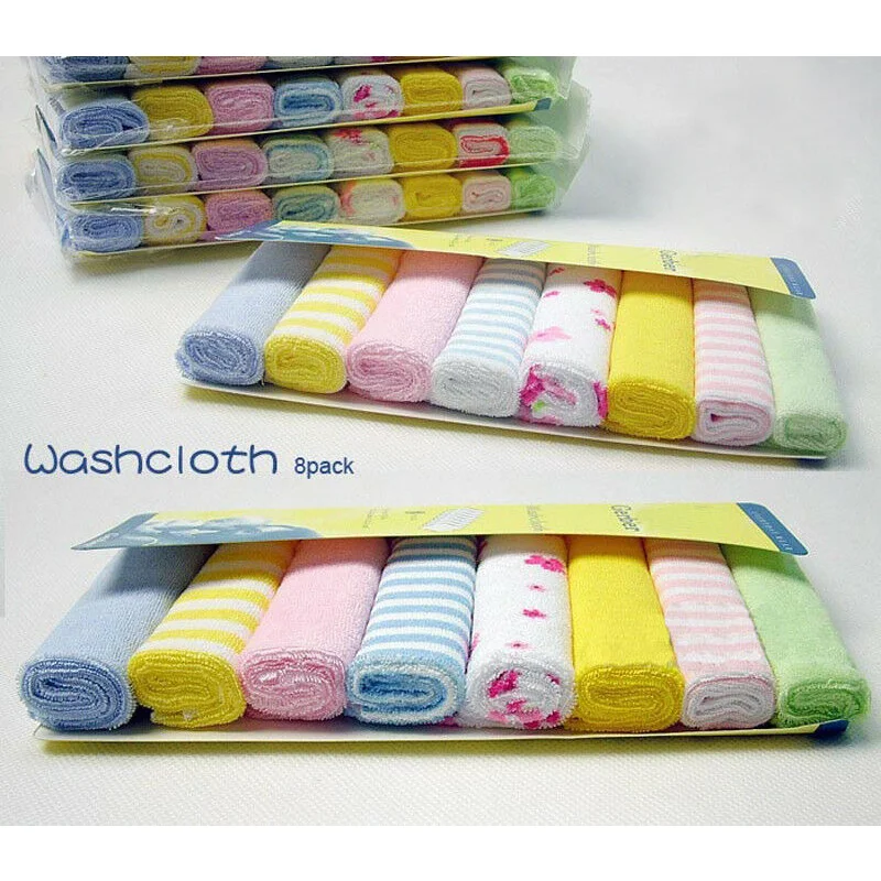 8Pcs/lot Baby Infant Newborn Bath Towel Washcloth Bathing Feeding Wipe Cloth Soft Cotton Towel for Baby Washing Face Baby Towels images - 6