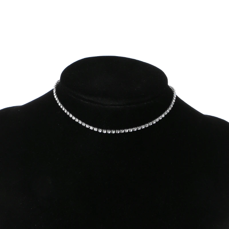 

Minimalist Crystal Collar Choker Necklace Rhinestone Bridal Wedding Prom Jewelry