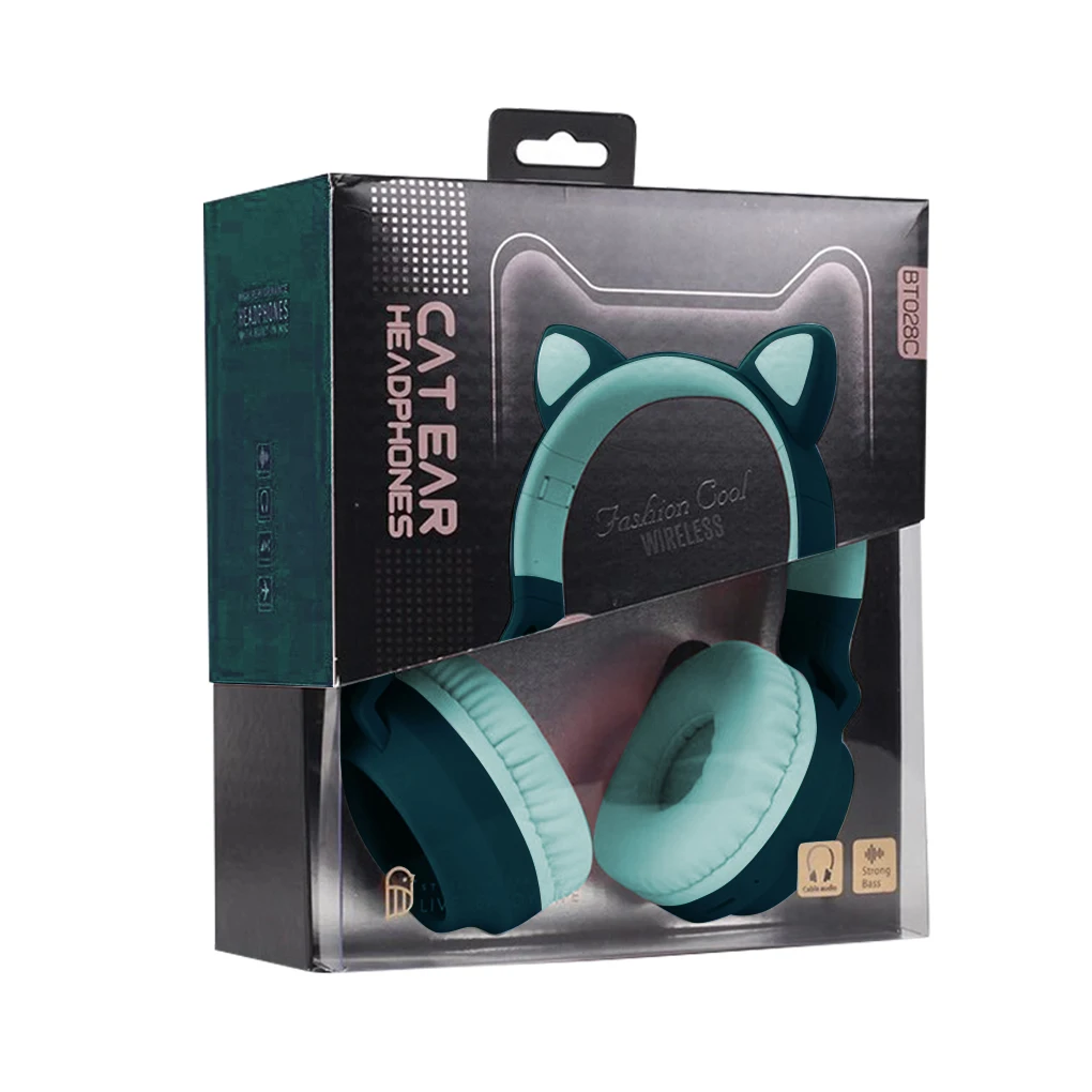 

Светодиодный милые наушники с шумоподавлением Bluetooth 5 0 гарнитура 3 5 мм с микрофоном