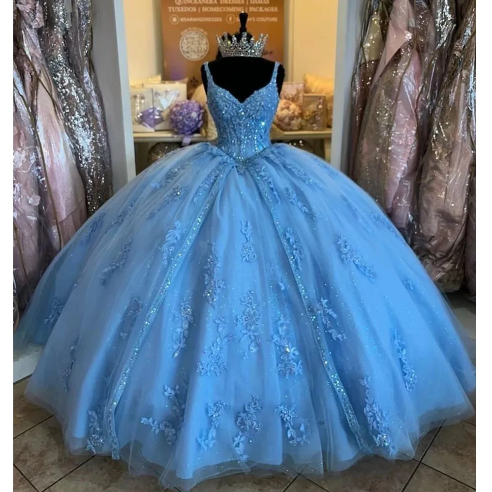 

Princess Beading Tiered Quinceanera Dresses 2023 Spaghetti Straps Ball Gown Dresses Gala Vestido De 15 Anos Sweet 16