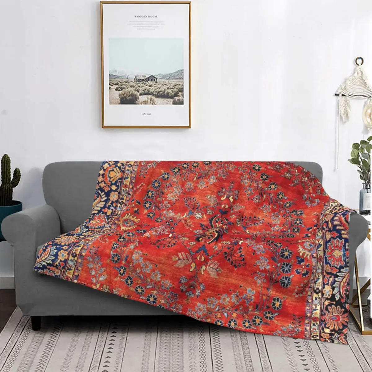 

Sarouk Arak West Persian Blanket Vintage Persian European Plush Warm Soft Flannel Fleece Throw Blanket For Sofa Bedspread Velvet