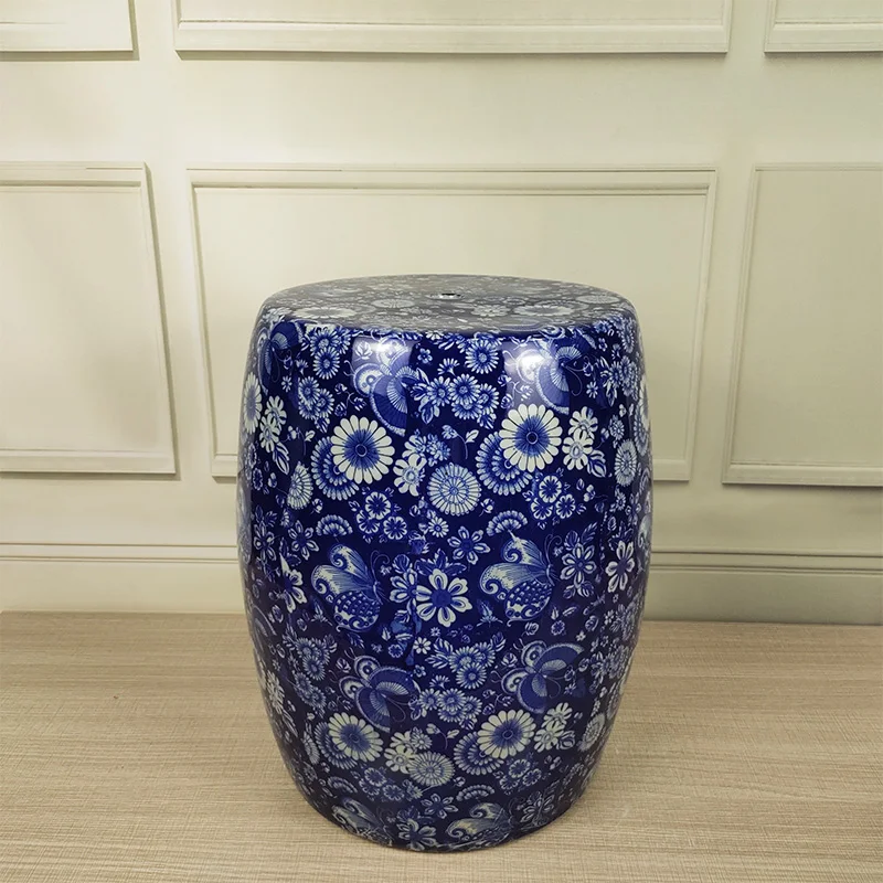Керамический табурет Цзиндэчжэнь зимняя искусственная живопись круглый для