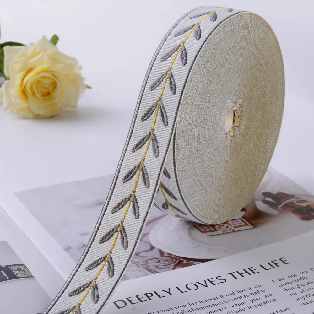 25 метров 3 см жаккардовая лента с отделкой в виде листьев жаккардовые ленты из