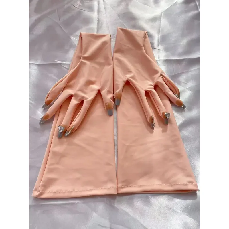 Роскошные перчатки для ногтей на заказ розовые телесные спандекс зентай мужские