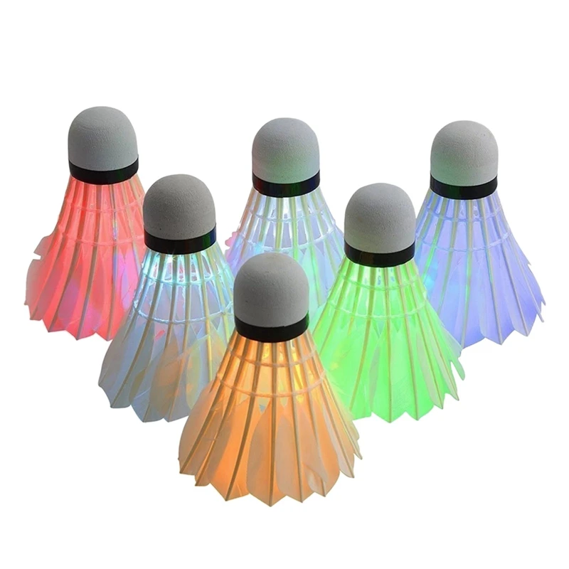 

6Pcs LED Badminton Ball Goose Feather Glow In Night Colorful Lighting Balls Outdoor Entertainment Sports Accessories