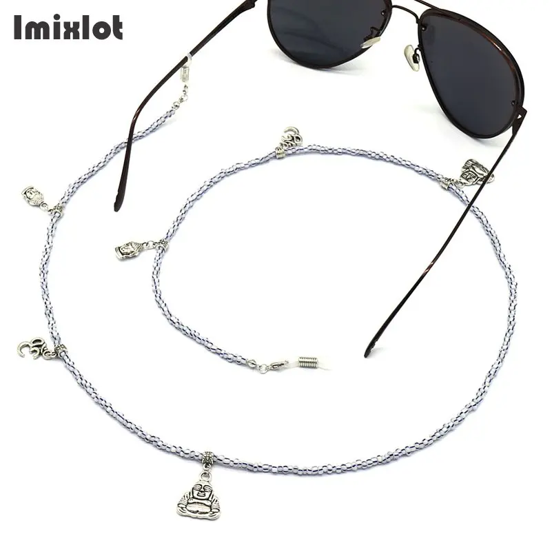 

Женская цепочка для очков в стиле ретро, подвеска в виде Будды с синими полосками и бусинами, шнур для очков, ремешок на шею