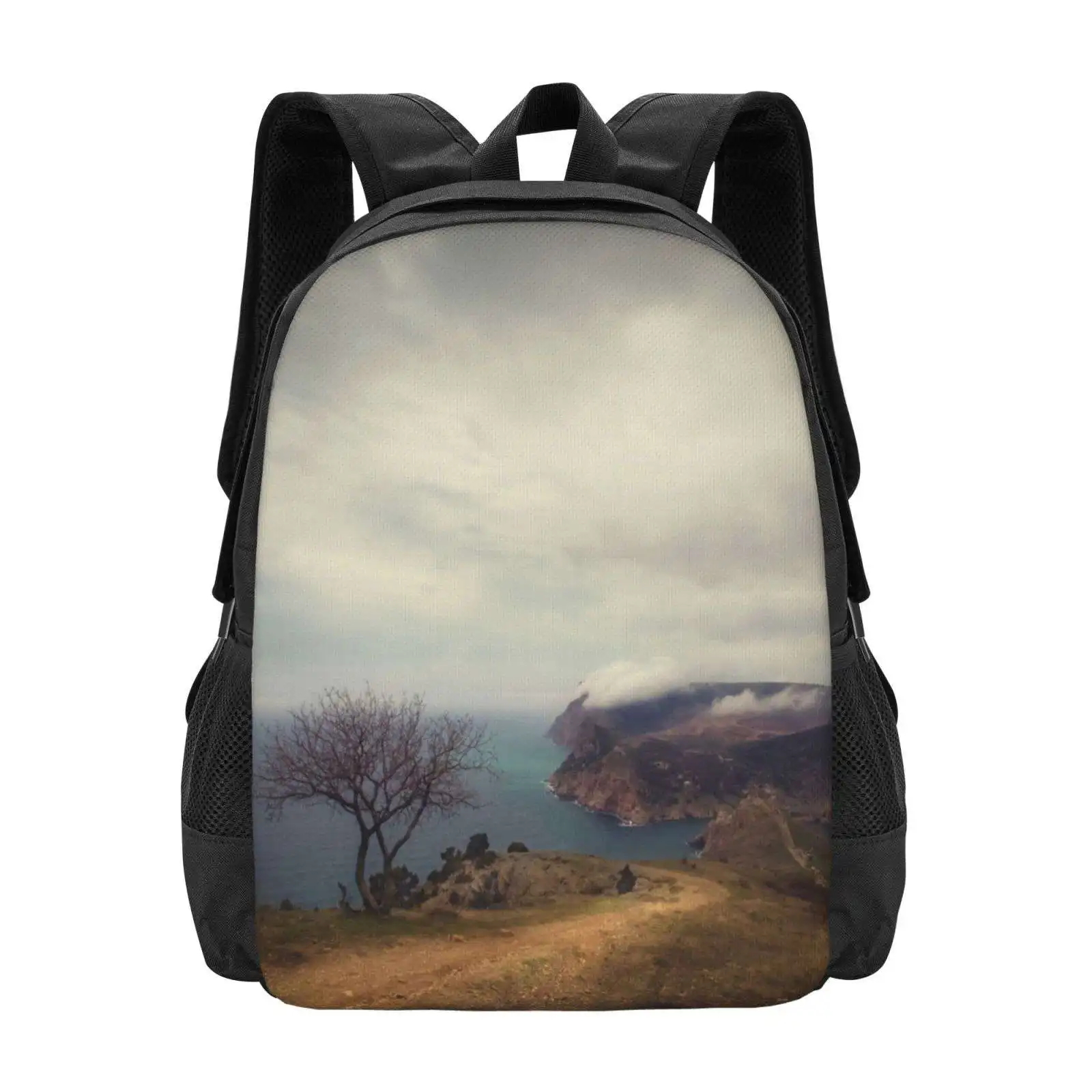 

One Hot Sale Backpack Fashion Bags Landscape Clodscape Seascape Sky Tree Mountain Color Image Atmospheric Cloud Loneliness