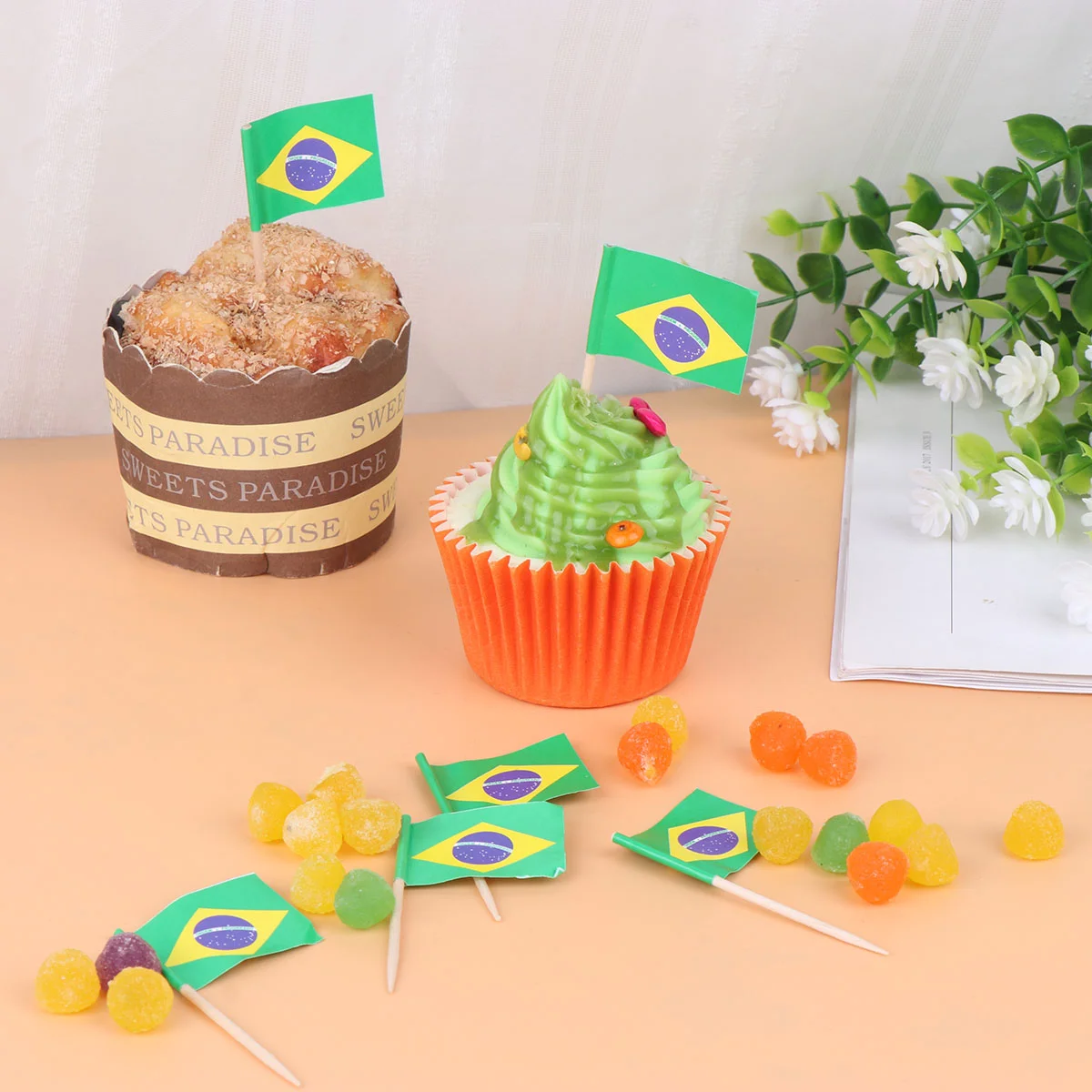

Flag Pick Brazil Cake Cupcake Picks Flags Bento Salad Mini Toothpicks Box Lunch World Toothpickfiesta Decoration
