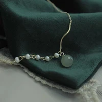2022 new hand made elbow pearl hetian jade necklace elegant retro temperament clavicle chain women gift party wholesale