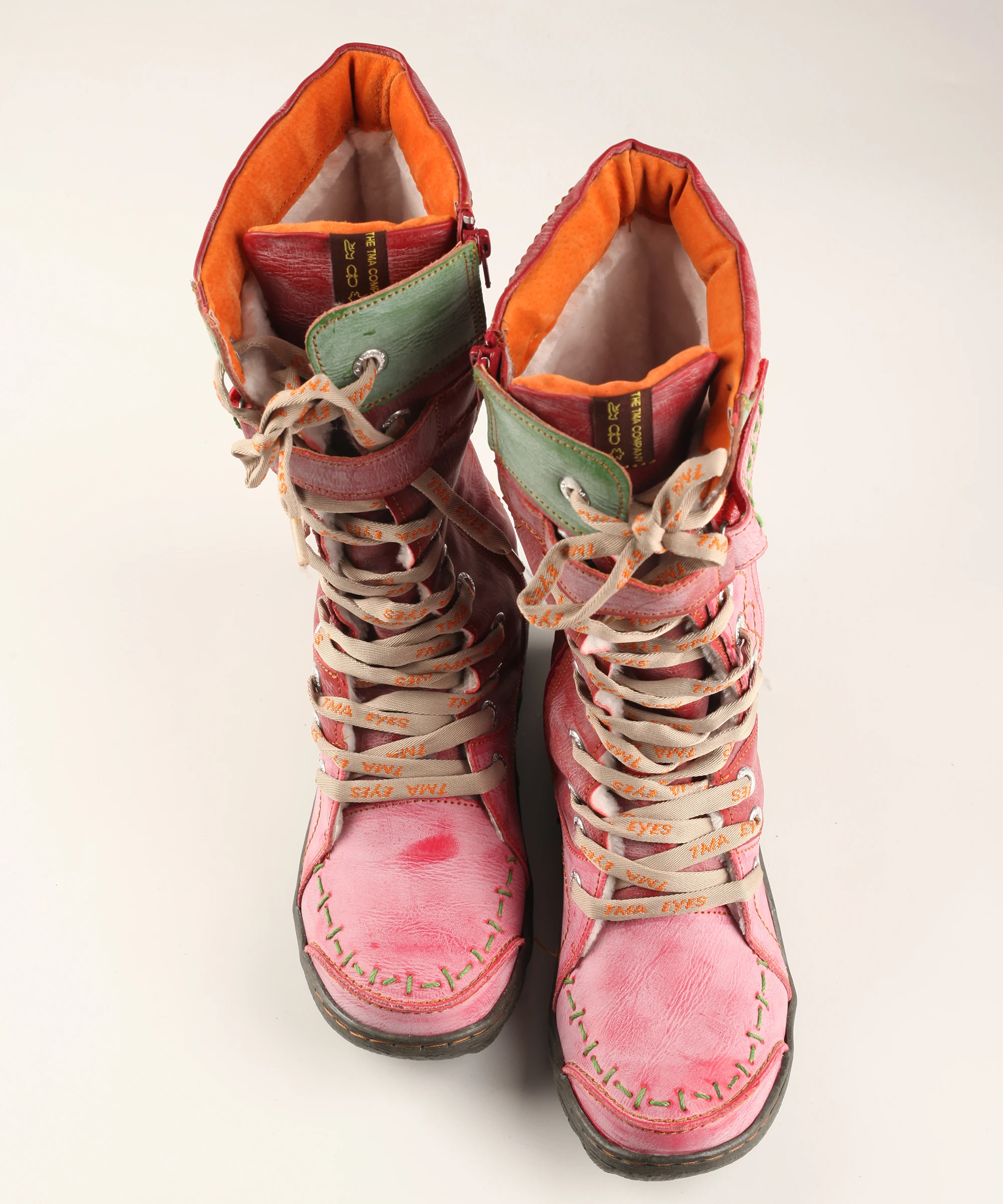 Брендовые зимние теплые кожаные ботинки ручной работы TMA EYES